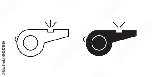 Whistle icon glyph and line set thin line symbol concept.