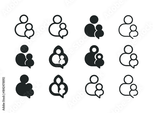 Parenting Support Logos. Parenting support group. Icon set. Set