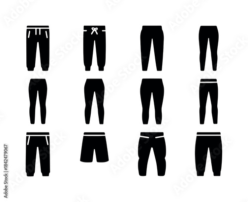 Sports Pants Icons. Sports pants. Solid icon set of sports pants