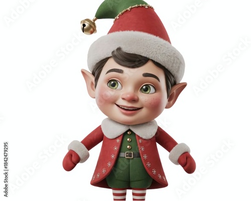 Santa Claus helper, closeup object. Isolated on transparent background. Christmas and New Year celebration