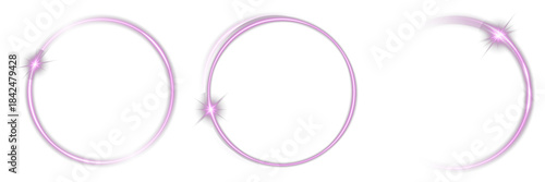 A realistic PNG Overlay with transparent thunder flare—ideal for plasma, explosion, or sci-fi tech designs. Violet circle neon frame. Electric round border glowing ring. Violet circle neon border.