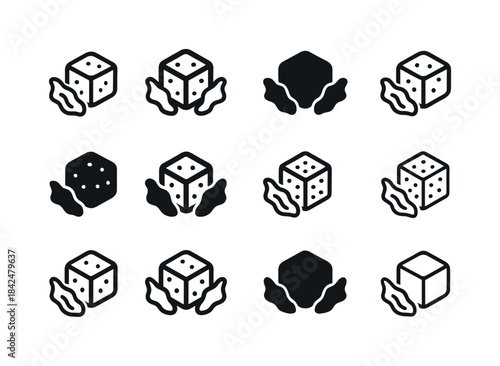 Alternative Protein Logos. Alternative protein snacks. Icon set.