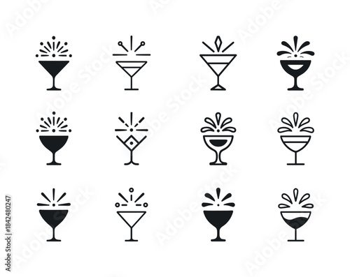 New Year's Emblem Icons. New Year