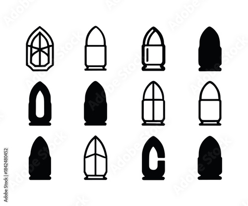 Bullet Icon Variations. Bullet. Icon set. Set Logo of Bullet: bu