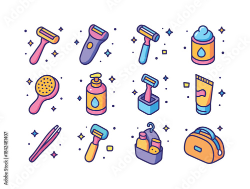Colorful Shaving Icons. Women