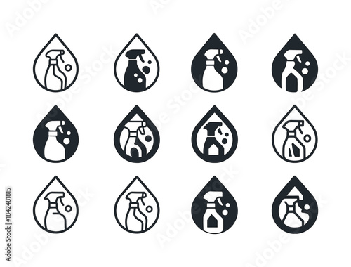 Creative Cleaning Icons. Home cleaning hacks. Icon set. Set Logo