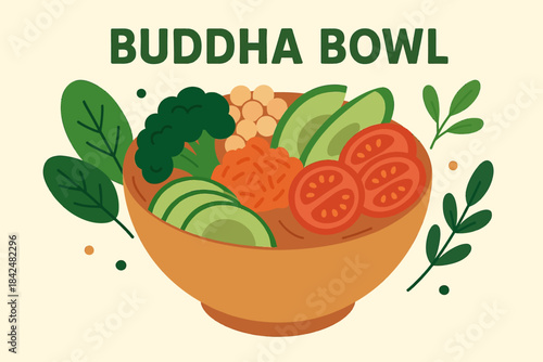 vector illustration of a buddha bowl 