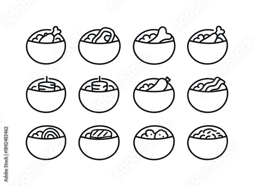 Meat Pita Icons. Meat Pitas. Line icon set of Meat Pitas: chicke
