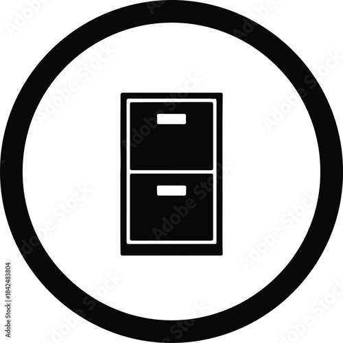 Vector Filing cabinet icon symbolizing data archive organization storage and business records silhouette Illustration