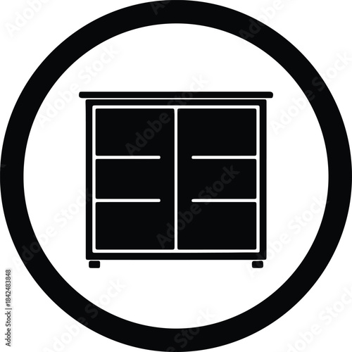 Vector Furniture cabinet storage chest of drawers modern style icon glyph design silhouette Illustration