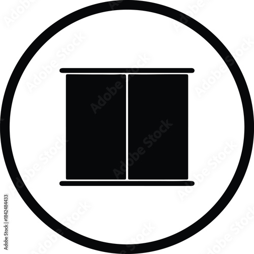 Vector simple black closet wardrobe cabinet furniture home interior glyph icon silhouette Illustration