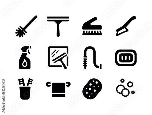 Bathroom Cleaning Icons. bathroom cleaning hacks. Solid icon set