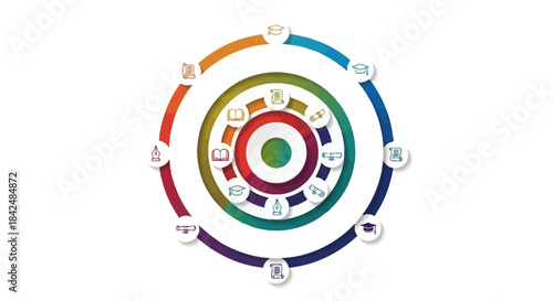 Circular Infographic with Icons and Color Spectrum.