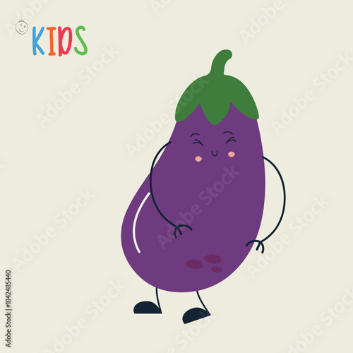 Cute Eggplant Character for Kids. Perfect for children s books, educational materials, posters