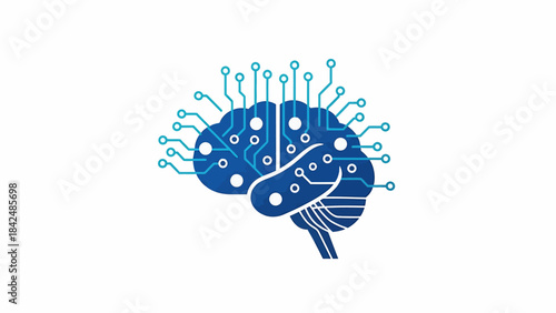 Digital Brain Icon Visualizing Artificial Intelligence and Advanced Neural Network Technology for Future Computing and Smart System Development