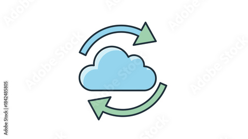 Modern icon illustrating seamless cloud synchronization, data refresh, and secure digital file transfer for efficient online operations