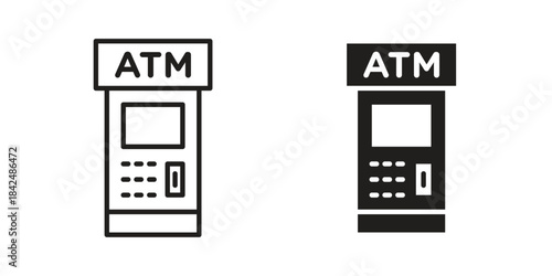 Atm icons collection. Line vector sign, symbol for web and mobile