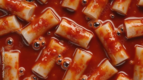 Glossy Spicy Tteokbokki Loop – Premium Studio Macro – International Hot and Spicy Food Day
