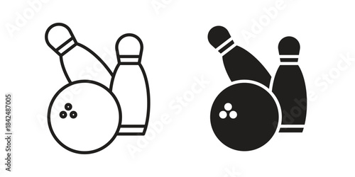 Bowling icons collection. Line vector sign, symbol for web and mobile