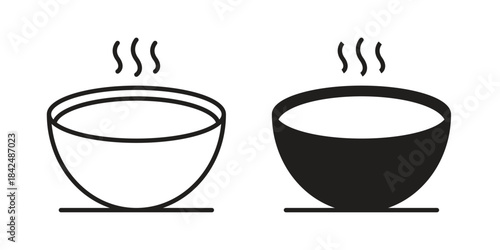 Bowl of soup icons collection. Line vector sign, symbol for web and mobile