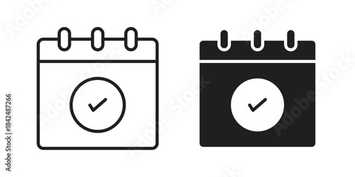 Calendar with event icons collection. Line vector sign, symbol for web and mobile