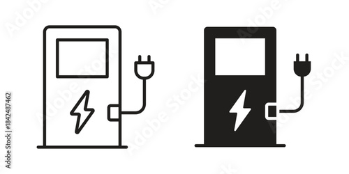 Charging station icons collection. Line vector sign, symbol for web and mobile