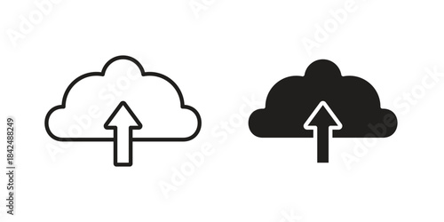 Cloud upload icons collection. Line vector sign, symbol for web and mobile