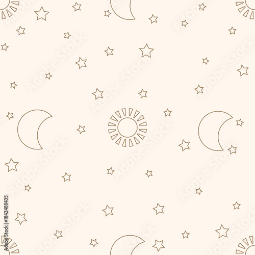 cloud star sun moon seamless pattern