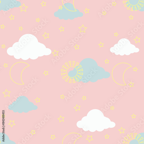 cloud star seamless pattern