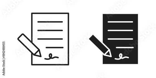 Contract icons collection. Line vector sign, symbol for web and mobile