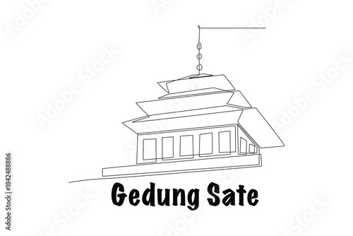 Gedung sate concept one-line drawing