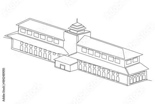 Gedung sate concept one-line drawing