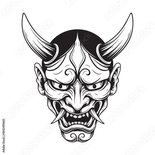 Samurai Warrior Mask Vector