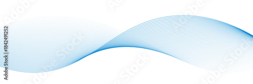 Abstract background with waves for banner. Medium banner size. Vector background with lines. Element for design isolated on white. Blue colors. Ocean, sea, water