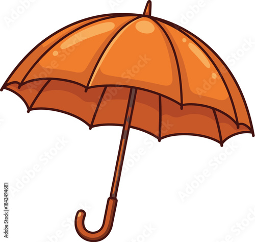 Isolated orange umbrella illustration for rainy days and weather protection from rain and sun