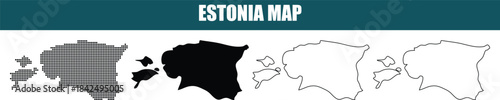 Estonia Map Outline Vector Illustration for Design
