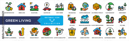 Lineal Color - Green Living and Sustainability Icon Collection.