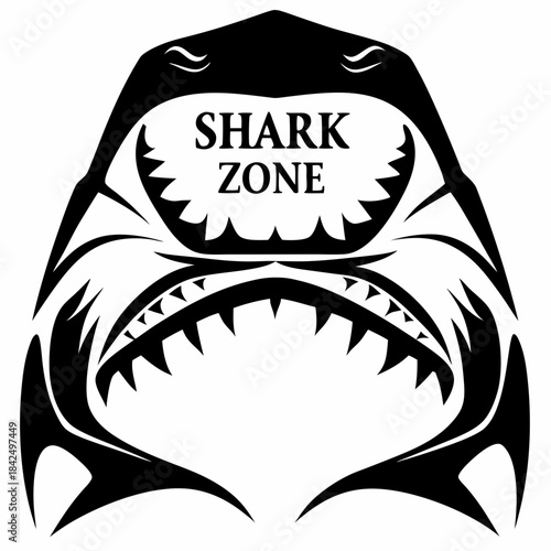 Fierce shark jaws open, a powerful symbol of danger and marine life
