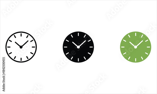 Three clock icons displaying different styles and colors representing time measurement and deadlines