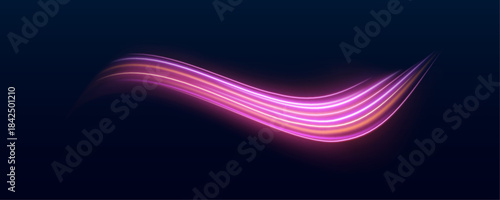 Neon pink arcs ripple and twist like energy waves flowing through cyberspace. Each line pulses with glowing intensity. Ideal for AI, tech, or sci-fi visuals. 