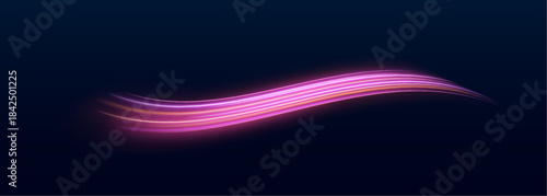 Purple and violet light trails ripple and swirl like energy currents in motion. Neon particles accentuate dynamic speed. Ideal for cyberpunk or futuristic designs. PNG