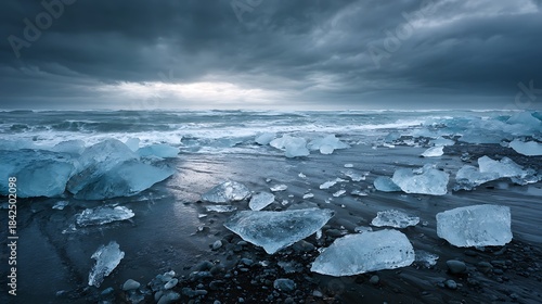 Fototapeta Naklejka Na Ścianę i Meble -  Beautiful icebergs floating at the sea