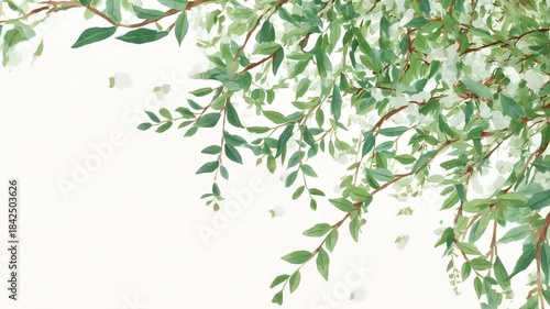 Wallpaper Mural Animating watercolor stems swaying top edge on cream, frame causing petals falling as header Torontodigital.ca