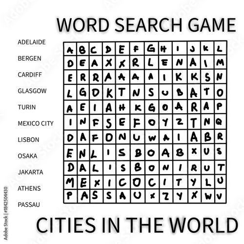 set of qr code word search game cities in the world  png element school test