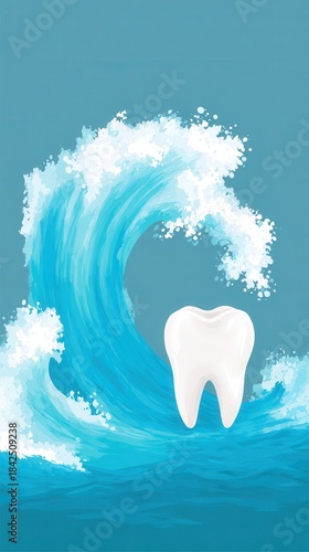 Tooth surfing wave : dental care concept