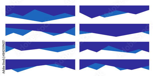 Blue and white divider shapes with soft waves and curves for website layout, ideal for headers, top separators, modern UI sections and corporate presentation pages.