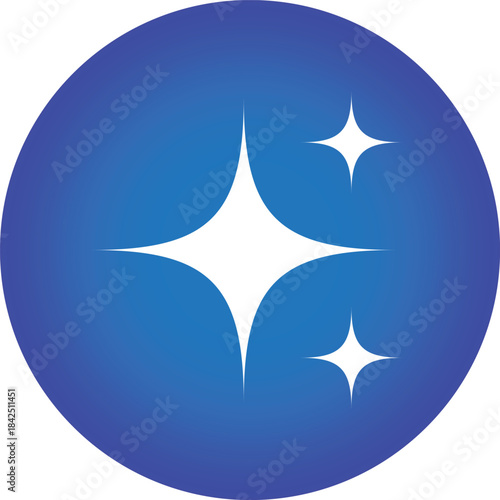 Blue sparkle icon with glowing white stars in circular badge