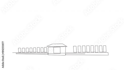 Animated Gedung sate concept one-line drawing