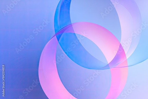 Abstract layered circles in blue, pink, and purple shades with a grid