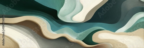 Abstract, layered art with fluid, organic forms. Earth-toned hues create a calming, modern aesthetic